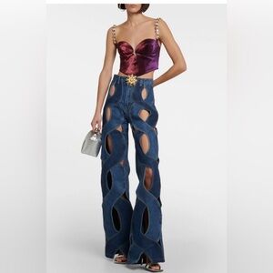 Area Sz 25 Wide Leg cutout Rope Jeans New w tags